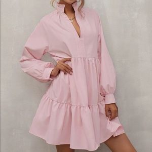 Casual Notch Neck Smock Dress
